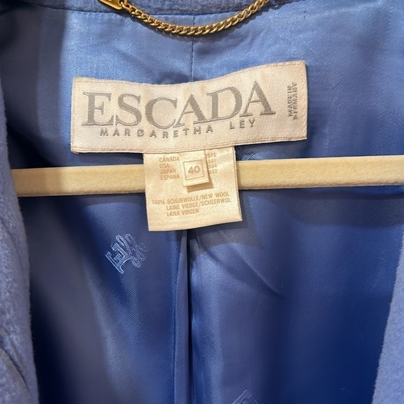 Escada Margaretha Ley Periwinkle/Sky Blue Wool silk lined coat size 40 - Picture 7 of 9
